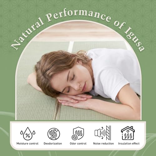 Tatami Mat – Foldable Japanese Tatami Mat Igusa Mattress, Rush Grass Floor Sleeping Futon, Meditation Yoga Zen Tatami, Twin XL by BJDesign - size: Twin XL