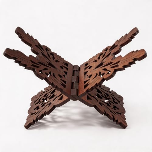 Bible Stand,Carved Wooden Bible Holder & Quran Stand, Collapsible Pinewood Prayer Bible Book Stand for Table Home Church,Religious Book Holder Decor & Muslim Reading Shelf