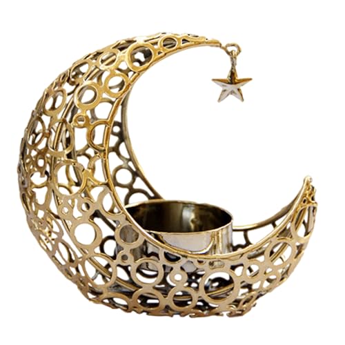 Metal Moon Stand Moon Shaped Holder Tealight Holder Candlestick Table Centerpiece Ramadans Decorations Tealight Stands - color: Gold