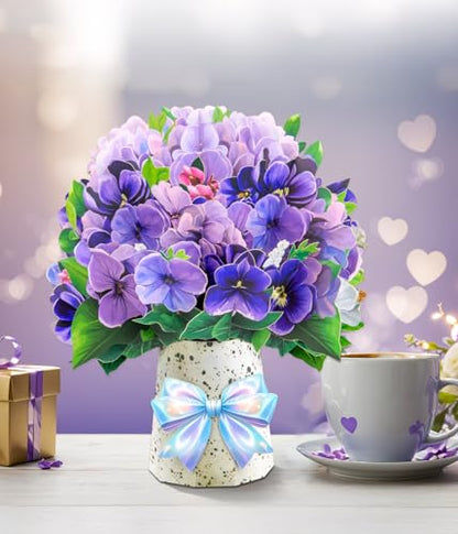 Magic Ants Pop Up Flower Bouquet Card Set – 3D Tulips, Violets & Carnations – Includes Blank Note Cards & Envelopes – for Mother's Day, Women's Birthdays, Get Well, Thank You, Sympathy - style: ‎Violets Tulips Carnations
