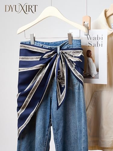 Triangle Shawls Scarf Head Hair Neck For Women Scarves Fashion Silk Feeling Lady Lightweight 51 * 23.6inch - color: K12-blue Background With Flower（51*23.6inch）