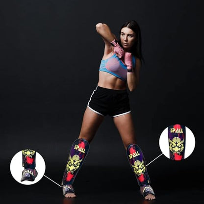 Muay Thai Guards Shin Guards for Kickboxing Martial Arts Kicking BJJ Boxing Equipment MMA Training and Sparring Leg Guard with Instep Protection Pads - color: Green, size: Small