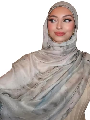 ZGMYC Watercolour Floral Printed Hijab Scarf for Women Soft Modal Cotton Instant Hijab Head Wraps Shawls Long Scarves - color: Color 23