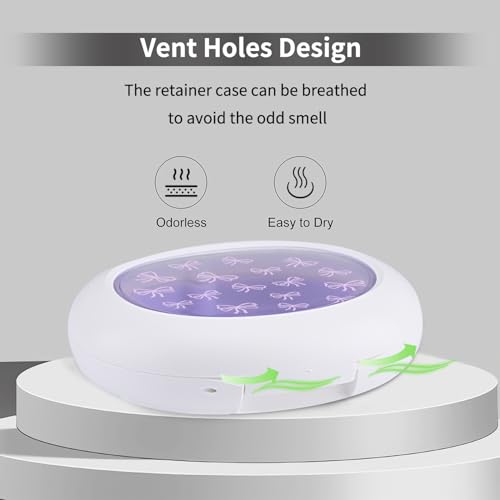 Cute Retainer Case with Silicone Pad, Portable Slim Aligner Case Orthodontic Retainer Box, Denture Storage Container Travel Mouth Guard (Bowknot/Purple) - color: Bowknot/Purple