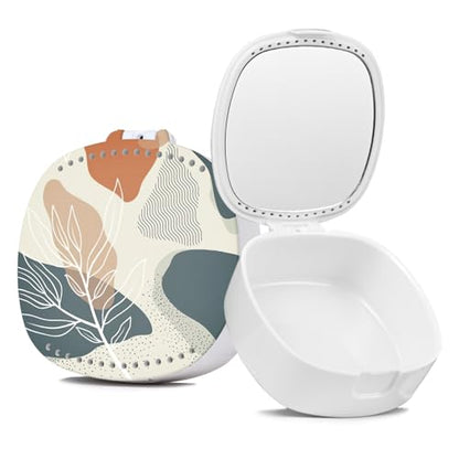 Night Guard Case with Mirror, Ventilation Holes - Retainer, Orthodontic Aligner & Denture Case - Desert Leaf - color: Desert Leaf