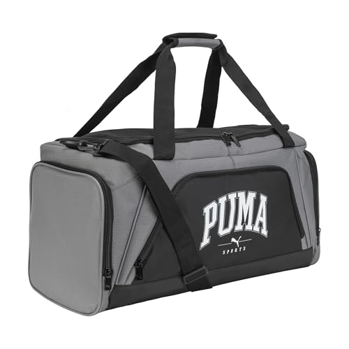 PUMA unisex-adult Accelerator Duffel Bag with Removable Strap & Shoe Pocket - color: Cast Iron/Black/White