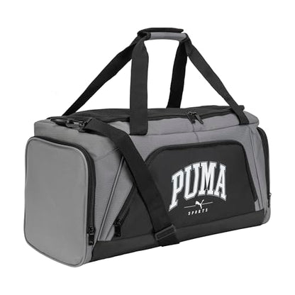 PUMA unisex-adult Accelerator Duffel Bag with Removable Strap & Shoe Pocket - color: Cast Iron/Black/White