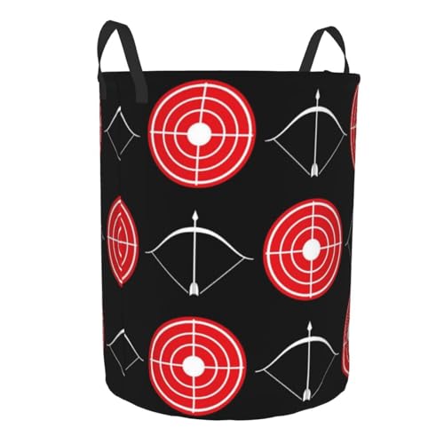 Archery Pattern Red Target And Shootings Bow X Round Waterproof Oxford Cloth Laundry Basket Multi-Purpose Storage Basket Toys Books Clothes Storage Basket - color: Black 7