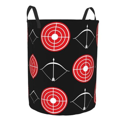 Archery Pattern Red Target And Shootings Bow X Round Waterproof Oxford Cloth Laundry Basket Multi-Purpose Storage Basket Toys Books Clothes Storage Basket - color: Black 7