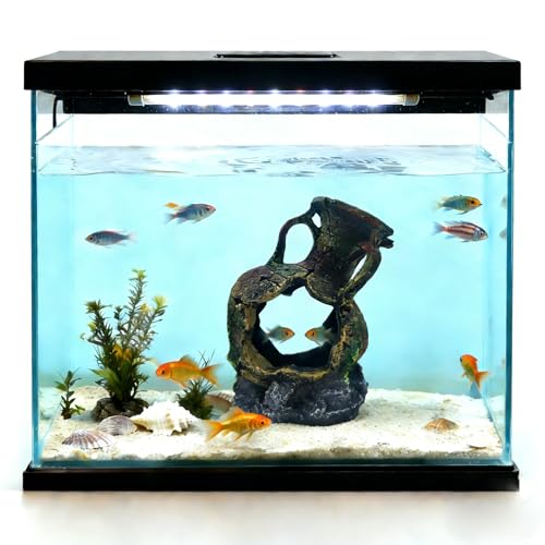 Aquarium Decoration - Fish Tank Cave Decoration Accessories Resin Classical Ceramic Jar Decoration Betta Fish, Shrimp, Cichlid Rest, Entertainment, and Breeding Spacious Hide and Play Place