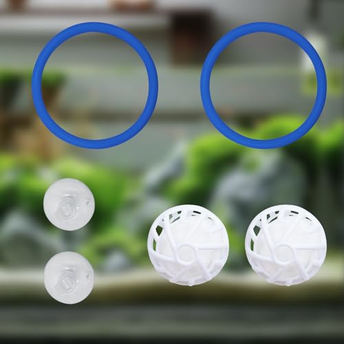 Betta Fish Tank Accessories, 2 Plastic Feeding Rings with Suction Cups and 2 Nitrifying Balls, Betta Enrichment Toys, Fish Tank Decor, Turtle Toys for Aquatic Turtles