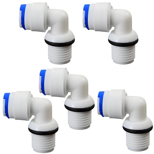 1/4"M to 1/4" Tube Elbow Push-Fit Adapter, 5 Pcs | Quick-connect adapter for RO reverse osmosis water filter systems, beverage dispensers & water purifiers. - size: 1/4"MPT to 1/4" QC Elbow Adapter