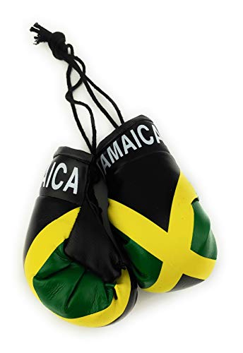 Hanging Car Mirror Mini Boxing Gloves (Jamaica) - color: Jamaica