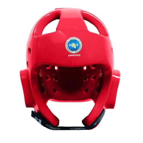 Daedo ITF Approved Taekwondo Head Guard – Red or Blue Sparring Helmet – Lightweight Foam Headgear Coated with Plastic Paint - color: Red, size: Medium