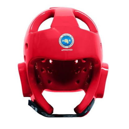 Daedo ITF Approved Taekwondo Head Guard – Red or Blue Sparring Helmet – Lightweight Foam Headgear Coated with Plastic Paint - color: Red, size: Medium