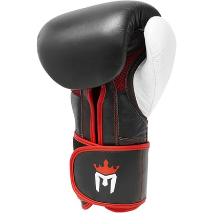 Meister Gel Armor 473.2ml(16온스) 트레이닝 복싱 장갑, 풀 그레인 가죽 + 메시 드로스트링 백 포함 | Built for heavy hitting with gel-lined impact foam protection, secure oversized wrist support and breathable palm