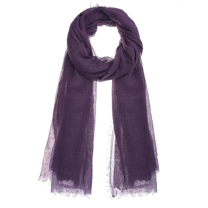 Nydotd Women Summer Cotton Linen Scarf Crinkle Long Beach Shawl Wrap hijab with Fringe - color: Deep Purple
