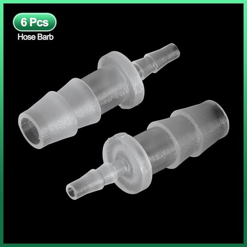 PATIKIL Hose Barb Reducer, 6 Pcs 5/16" to 1/8" Hose ID Connectors Joint Plastic Pipe Fitting Splicer Mender Union Adapter for Air Water Fuel Gas Aquarium, White - size: 5/16" to 1/8"