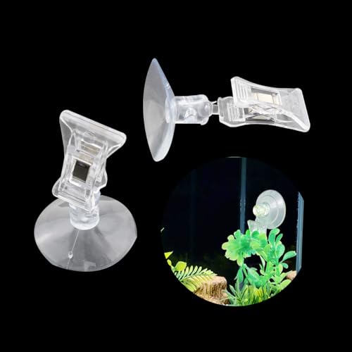 12PCS 48mm Transparent Flexible Plastic Fish Vegetable Seaweed Suction Cup Holder Fish Tank Feeding Clip for Holding Leaves and Kelp