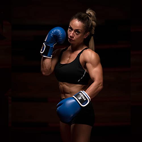 Kruzak Boxing Gloves for Men & Women, Sparring & Kickboxing Gloves, Muay Thai & MMA Gloves, 8-16 oz - color: Blue, size: 14 oz