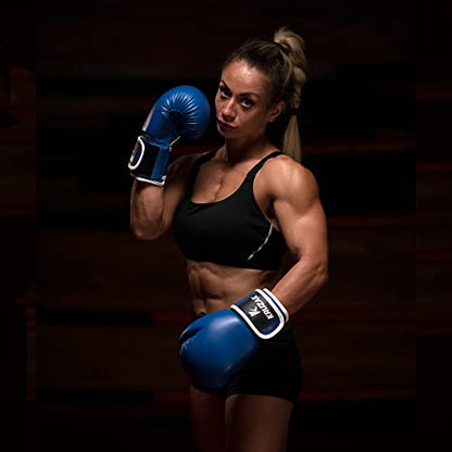 Kruzak Boxing Gloves for Men & Women, Sparring & Kickboxing Gloves, Muay Thai & MMA Gloves, 8-16 oz - color: Blue, size: 14 oz