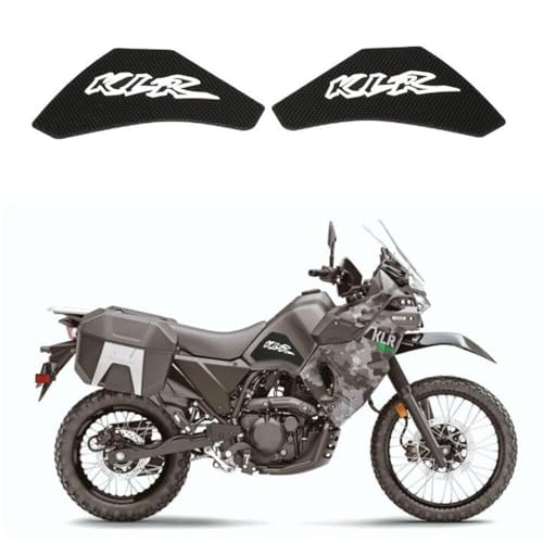 KLR650 Tank PAD Front Side Tank Pad Fuel Stickers Compatible with Klr650 2022-2025 3D Gel Tank Fuel Gip Decal KLR650 Sticker Pad (Black) - color: 144 Black