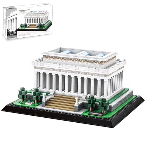 CAXIMSY Lincoln Memorial Building Block Set 979 Pcs Washington DC Architecture Model Kit for Adults & Teens Historic USA Landmark Home Office Desk Decor Display Gift - color: Lkjnt Architecture