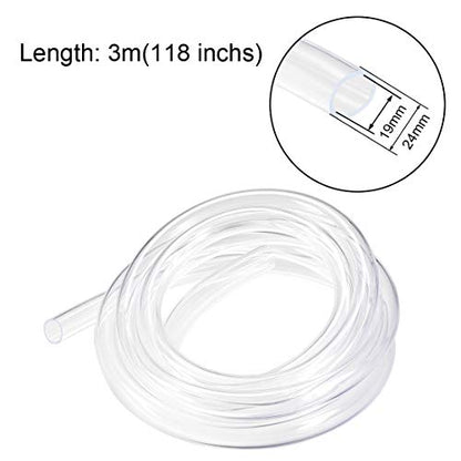 uxcell PVC Hose Tube, 19mm(0.74") ID x 24mm(0.94") OD 3 Meter 9.8ft Clear Vinyl Tubing, Plastic Flexible Water Pipe - size: 19x24mm