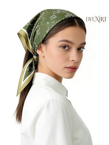Triangle Shawls Scarf Head Hair Neck For Women Scarves Fashion Silk Feeling Lady Lightweight 51 * 23.6inch - color: K18-green Underwater Plants（51*23.6inch）