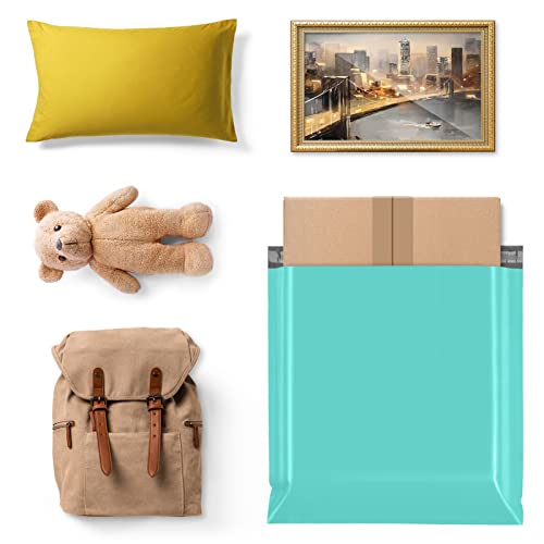 Fuxury Large Poly Mailers 24x24 Inch 50Pcs Shipping Bags for Clothing Embossed Dots Design Shipping Envelopes Waterproof Mailing Envelope Self Seal Mailers Poly Bags Durable Package Bag Teal - size: 24x24" 50pcs