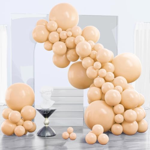 PartyWoo Nude Balloons 120pcs Different Sizes of 18 12 10 5 Inch Apricot Boho Fall Neutral Balloon Arch Kit Garland for Graduation Birthday Boy Baby Shower Theme Party Decorations Brown-F05 - color: Brown-f05