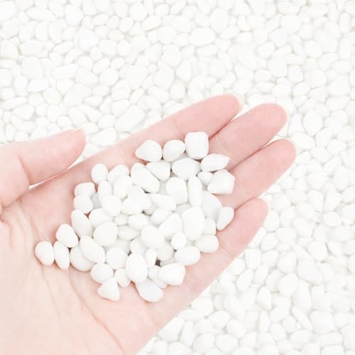 KIJOU Sea Glass Stones White 14oz – Premium Polished Glass Pebbles for Vase Fillers, Crafts & Aquarium Decor - color: White, size: 14oz
