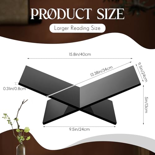 Large Acrylic Book Stands 15.8" x 9.5" x 5.4" Thicken Book Holder for Display Reading Open Coffee Table Stand for Cookbooks, Bible, Quran, Art, Magazines(Black) - color: Black