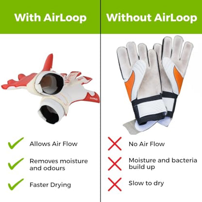gloveglu Fresh 'n' Dry Airloop Goalkeeper Glove Dryer | Dual Airflow Loops Reduce Moisture & Odor | x2 Ventilated Air Loops for Faster Drying | Football Glove Drying Accessory for Training & Match Use