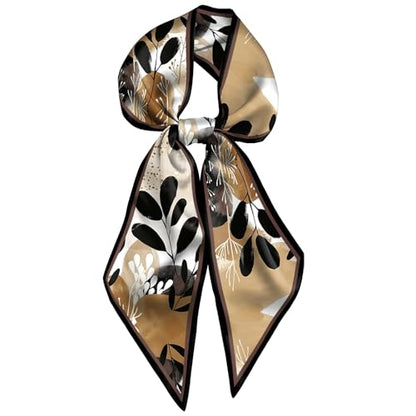 Head Hair Scarf Neck Silk Feeling Scarves Long Thin Satin Fashion Handbag Cute Decoration Women Girls 59 * 6.7'' - color: O-12-leaf