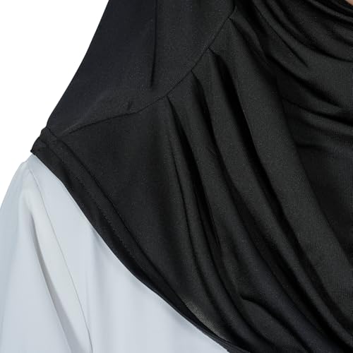 Solid Color Hijab for Women Muslim Prayer Scarfs for Women Women's Instant Hijab Modest Islamic Khimar - color: Black