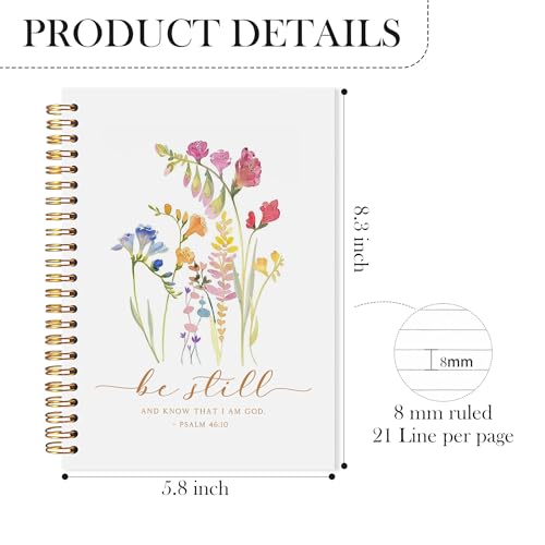 Christian Floral Spiral Notebook, Be Still and Know That I Am God Bible Verse Journal, Christian Gifts for Women, Religious Prayer Notebook Journal, 5.5x8.3 - color: Floral Christian 13