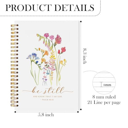 Christian Floral Spiral Notebook, Be Still and Know That I Am God Bible Verse Journal, Christian Gifts for Women, Religious Prayer Notebook Journal, 5.5x8.3 - color: Floral Christian 13