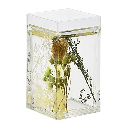 4 Piece Acrylic Liquid 4D Floating Motion Bathroom Vanity Accessory Set Garden Botanic Green Plants Toothbrush Holder, Tumbler, Soap Dispenser, Soap Dish - size: 4-piece, style: Green Plants