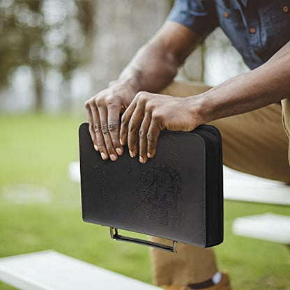 DEHITE Bible Cover Case for Men – Bible Carrying Case for Men – Black Large Holder – Bag Fits Book 10.1 x 7 x 1.9 in – Pen Slots – Zippered Pocket – Premium Faux Leather – Christian Gift - size: Large Black