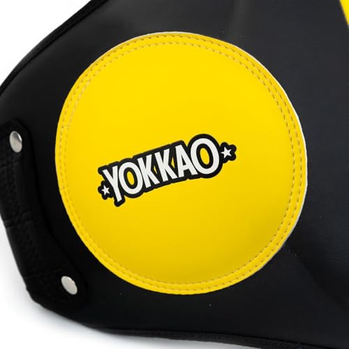 YOKKAO Belly Pad - Leather | Heavy-Duty Padding | Produced at Factory, Thailand | Muay Thai | 5 Colors - color: Yellow/Black