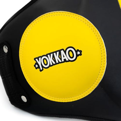 YOKKAO Belly Pad - Leather | Heavy-Duty Padding | Produced at Factory, Thailand | Muay Thai | 5 Colors - color: Yellow/Black