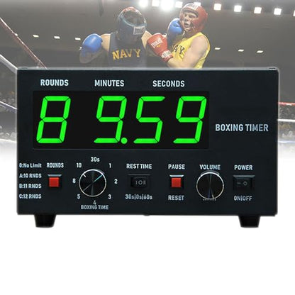 Big Screen Boxing Interval Timer, Classic Professional Gym Timer, Adjustable Sound/Training Time/Cycle Repetitions, Muay Thai Training Timer for Boxing, Muay Thai, Fighting, Taekwondo, Karate - color: Green