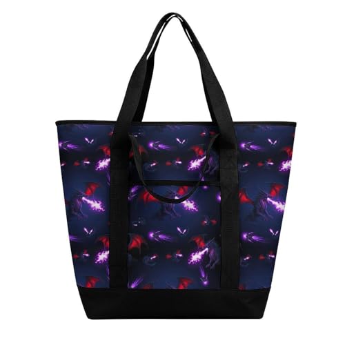 SWEET TANG Purple Dragon Cooler Bag Soft Insulated Tote for Beach Travel Grocery Shopping Lunch Portable Bags - color: Pattern 91