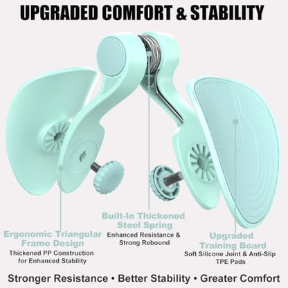 Pelvic Floor Exercise Device with 35 lb Resistance, Kegel and Inner Thigh Muscle Trainer, Home Workout Equipment for Postpartum Recovery, Women & Men, with Band - color: Light Green