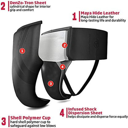 RDX Boxing Groin Protector- Premium Real Maya Hide Leather Boxing Cup for Men, Sparring Gear, Martial Arts Protective Equipment, Groin Protector Boxing, MMA Groin Cup Protector for Training & Fighting - size: Small