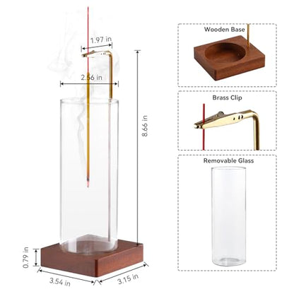 1 Pack Incense Holder for Sticks, Insence-Stick Holder Ash Catcher with Removable Glass [Anti-Ash Flying], Mess-Free Incense Burner Holder, Perfect for Meditation Yoga Relaxation, Home Decor - size: Upside Down Brown