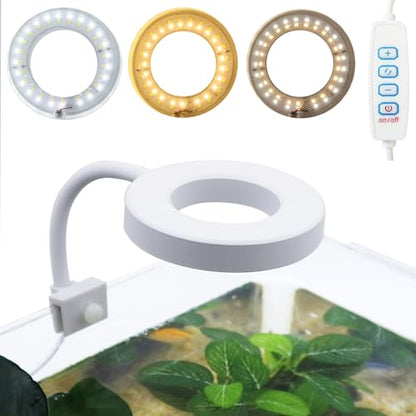 Upgraded Aquarium Light Clip On Fish Tank LED Light Small USB Light Dimmer Multi-Color White+Warm Yellow+Yellow 1 to 5 Gal (Adapter NOT Included, No Timer) - size: White-Dimmer