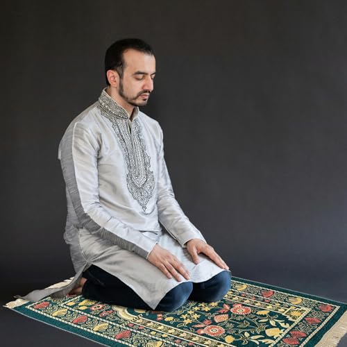 zhxinashu Floral Prayer Mat Set with Tasbih Beads and Carrying Bag - color: Style a