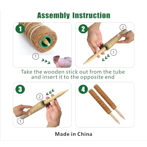 Moss Pole, 4 Pack 17Inch Monstera Plant Support for Climbing Plants Accessories Indoor -Stackable Moss Poles Plant Support Stakes -Coir Plant Pole Sticks for Potted Plants -Pothos, Tall Plant Trellis - size: 4pcs x 17 Inches